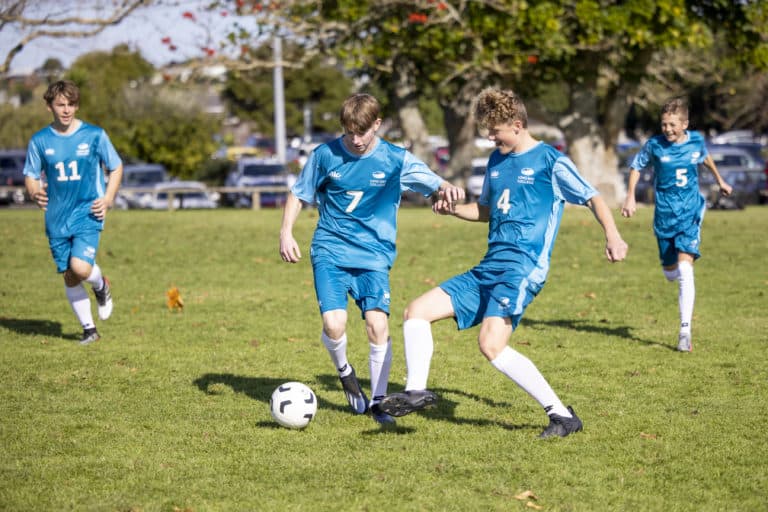 Football players in action