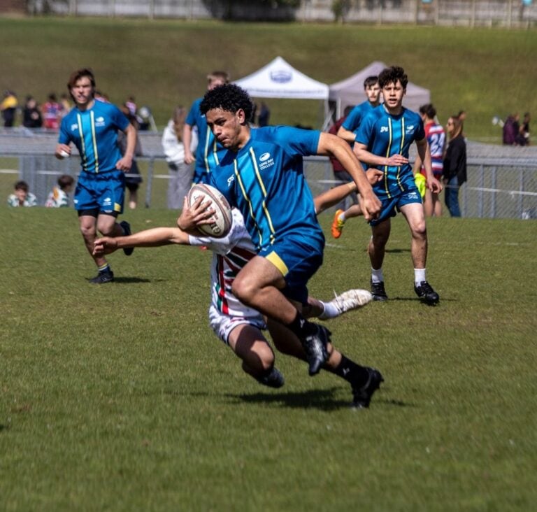 Football players in action